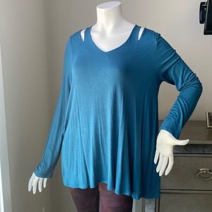 Tahari Cutout Teal Tunic